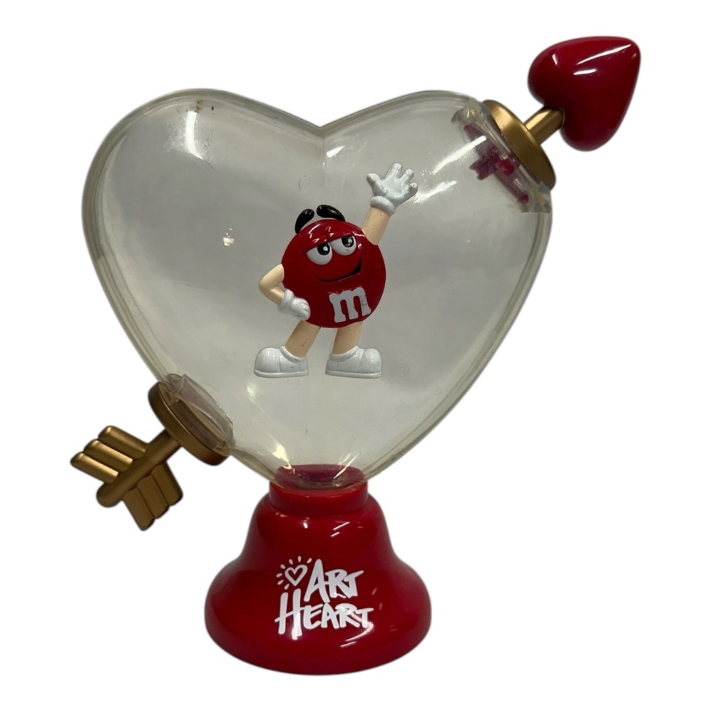 Vintage M&M's Red Character Art Heart Candy Dispenser Valentine Cupid Arrow